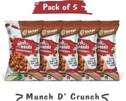 Shrego Mirch Masala Roasted Peanuts (5x140 GM) (Pack of 5)