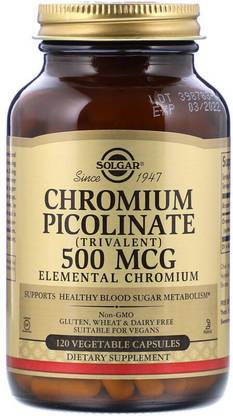 Solgar Chromim Picolinate, 500 mcg, 120 Vegetable Capsules