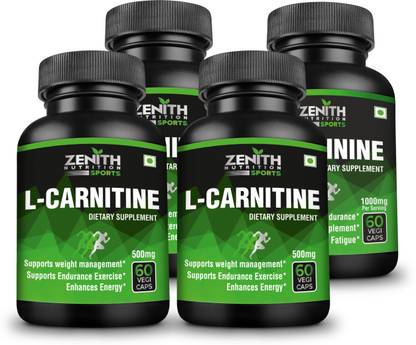 Zenith Nutrition L-Carnitine 500mg, 240 Capsules (60 caps x 4) | Fat Burner | Boosts Energy