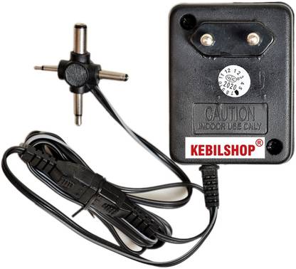 Kebilshop 6 Volt 500mA Power Adapter with 4 Multi Pin and Polarity Change Option for Radios,Torches,Toys,Trimmer,All purpose Use,for Electronics Items. Worldwide Adaptor