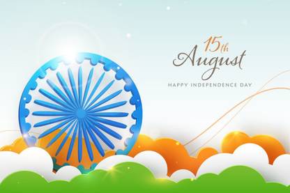 HAPPY INDEPENDENCE DAY Poster Sticker For Wall (12x18-inch, Multi Color) | 15 AUGUST | INDIA (Design-30) Paper Print