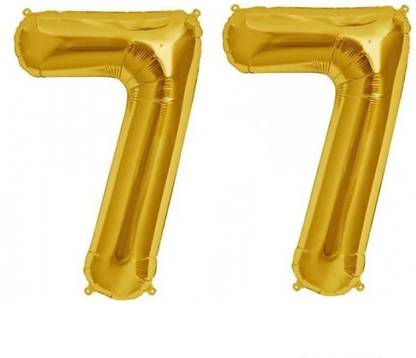 Stylin Solid Golden '77' (Seventy Seven) Number/Digit/Numerical Foil Balloon Letter Balloon