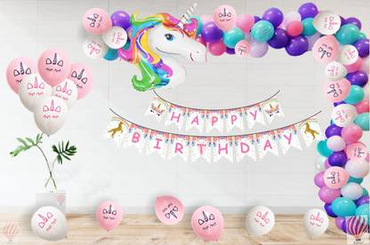 PartyballoonsHK Pack of 73 Unicorn Birthday Decorations Set Unicorn Party Decorations & Unicorn Party Supplies Unicorn Theme Decorations Combo Unicorn Party Set