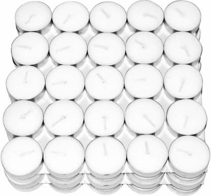 FYUGO White Wax Tealight Candles For Diwali Decoration, tealight Diya for Temple, Smokeless Tealight Candles, Unscented, Long Lasting Burning for Home Decor, DIY crafts, Home Decoration (50) Candle