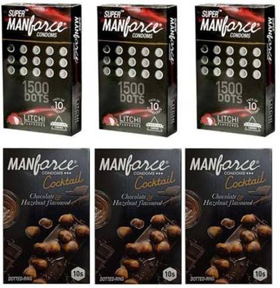 MANFORCE Choclate Hazelhut + Litchi Flaoured Extra Time long lasting (6X10) Condom