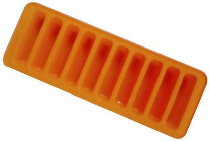 FosCadit Water Bottle Ice Cube Tray with Easy Release Push Pop Out Stick Colored Silicone for Small Mouth Sport Water Bottles, Ice Slice Tray Bottled Soda 1 Pack 10 Ice Sticks Orange Silicone Ice Cube Tray