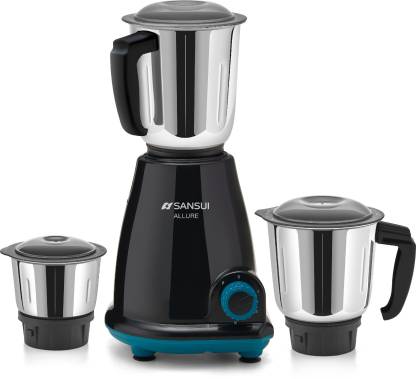 Sansui Allure Pro Home 500 W Juicer Mixer Grinder with 1 year extended warranty (3 Jars, Black, Blue)