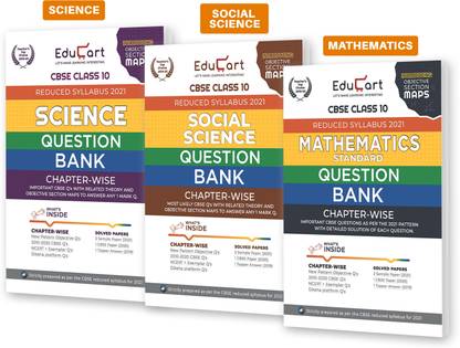 Educart CBSE Class 10 Science , Maths And SST Question Bank Combo Pack For 2021 Exam