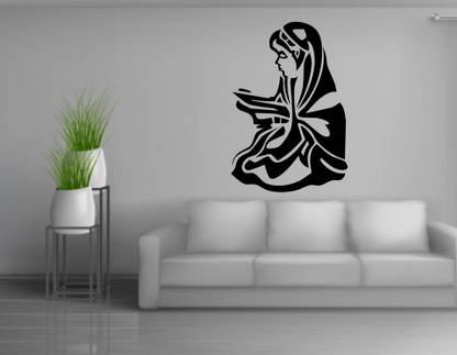 Burhani Decor 99 cm Girl Wall Sticker Small girl reading kalma Wall Decal Sticker(pvc vinyl black color) Self Adhesive Sticker