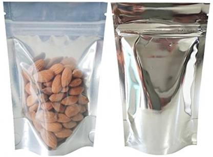 TNQ Transparent Food graded Stand Up Pouch with Zipper/ Stand Up Resuable Pouches Size 4X6(Pack of 500) Polypropylene Storage Pouch