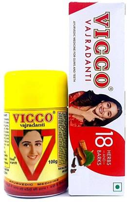 VICCO VAJRADANTI POWDER 100G (1PC) & VAJRADANTI PASTE 200G (1PC) Toothpaste