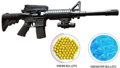 IndusBay 2 in 1 Soft water Crystal bullet and BB Bullet M4 M4-1 Toy gun for kids with 1000 Crystal and 1000 BB Bullets Awm Gun For childrens Boys Guns & Darts