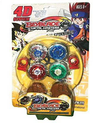 KDG Beyblade Burst high speed Set 4 in 1 Beyblades Metal Fighter Fury with Metal Fight Ring and Handle Launcher - Multi Color Party & Fun Board Game