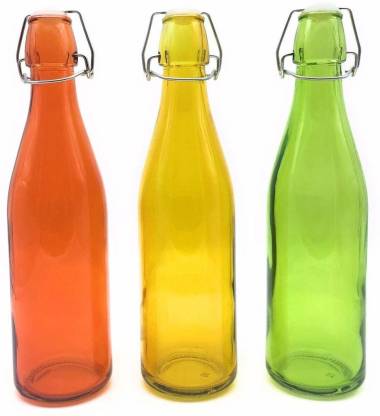 Virya Colorful Glass Bottle with Stopper for Oil/Vinegar/Beer Leak Proof Airtight Lid 500 ml Bottle
