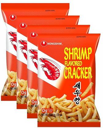 Nongshim Shrimp Flavoured Cracker- 75g (Pack of 4) (Imported) Crackers