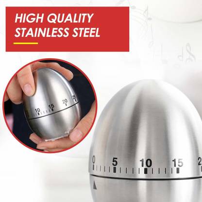 SHAFIRE Kitchen Timer, Stainless Steel Egg Shaped Mechanical Rotating Alarm with 60 Minutes for Cooking Digital Kitchen Timer