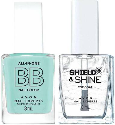 AVON True All-In-One BB Nail Color and Shield & Shine Nail Top Coat Nurturing Mint