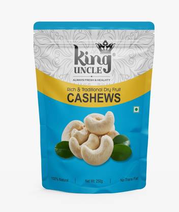 KING UNCLE Premium Quality Kerala Origin Cashew Nuts W320 - 5 Kg (20 Packs of 250 Grams Each) Cashews