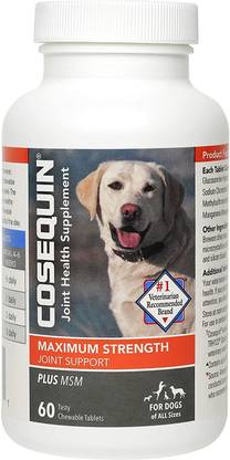 cosequin Maximum Strength Joint Supplement Plus MSM - With Glucosamine and Chondroitin - For Dogs of All Sizes Pet Health Supplements