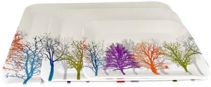 UPC Preimum Melamine Break Resistant Serving Tray Set Flora Shape Modern Designs(Set of 3 - S, M, L) Tray