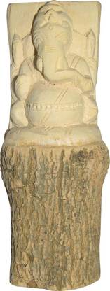 SUBHASHINI Natural Tella Jilledu Veru Ganapathi Carving Swetharka Root Carved Ganesh Shwetark Vella Erukku Veru Vinayagar Decorative Showpiece  -  13 cm