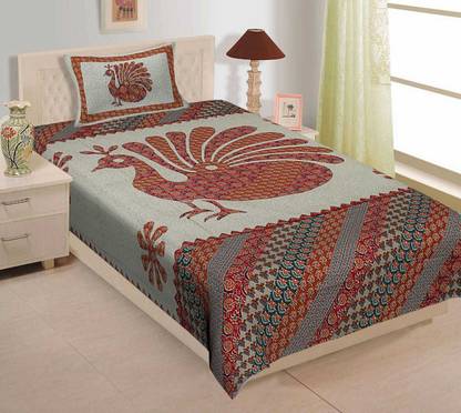 StyloThreads Cotton Single Flat 200 TC Printed Bedsheet
