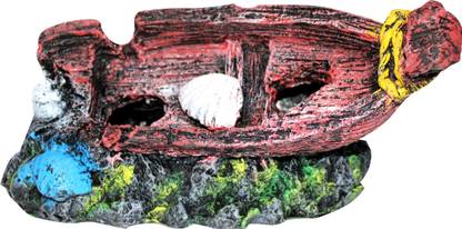 एडियोस Under Water Aquarium Broken Ship for Fish Tank Ornament Decoration Broken Ship Toy लेटराइट अनप्लांटेड सबस्ट्रेट