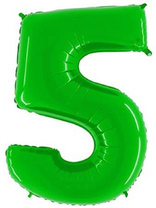 बैलून सॉलिड 40" Number "5" Apple Green Super Shape Foil Balloon गुब्बारा