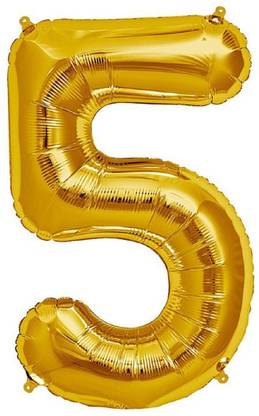 Balloons Solid 14" Number "5" Gold Super Shape Foil Balloon Balloon