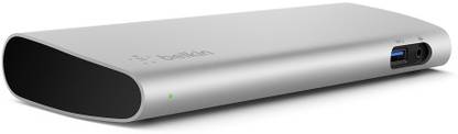 BELKIN Thunderbolt 3 Express Docking Station with 1 m Active Cable, Connects Up to 8 Devices, Multiple USB-C and USB Slots, Supports Single 5K/Dual 4K Displays, Compatible with Mac Only - Aluminium Docking station