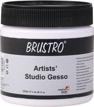 BRuSTRO Studio Gesso White 220ml White Gesso for Oil Painting, Canvas, Paint Formulations