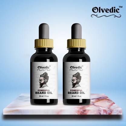 Olvedic 100 % Organic PowerFul & Moustche Beard Growth Oil 30 ml Pack Of 2 Bottle 60 ml Hair Oil