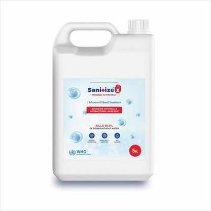 SanitizeX Antibacterial , 80% Ethanol Base Advanced Formula Kills 99.99% of Germs Virus and Bacteria on Hands, Extra Large Pack of 5 Ltr Sanitizer for Home, Office, Store, and Shop Hand Sanitizer Can