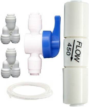 AQUALIQUID RO Membrane Flush Kit Manual Flusher Valve for RO Water Purifier Spare Part for Solid Filter Cartridge (0.5, Pack of 5) Hose Connector