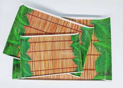 olym Tray Set of 3, Rectangle Melamine Tray, Bamboo Design Tray (3 Tray) Tray