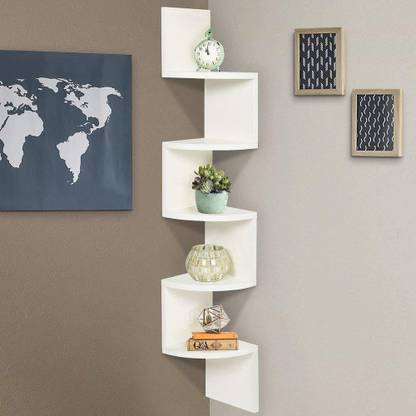 woodinto Wall shelf Zigzag Corner Wall Mount Shelf Unit/Racks and Shelves/Wall Shelf MDF (Medium Density Fiber) Wall Shelf