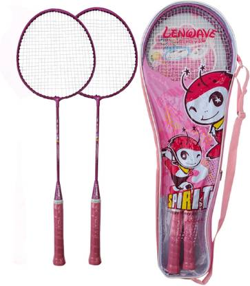 LenWave (LW-263)- Aluminium Alloy Badminton Racquet set with Cover for KIDs (9+ Years) Pink Strung Badminton Racquet