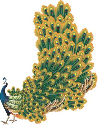 Jagvii 75 cm Beautiful Yellow peacock Removable Sticker