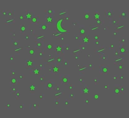DreamKraft 25 cm Glow in The Dark Galaxy of Stars with Moon Radium Night Wall Stickers Self Adhesive Sticker