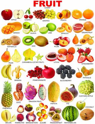 voorkoms 30.48 cm Learning Book of Fruit Name Attractive Shape Books Chart For Kids Removable Sticker