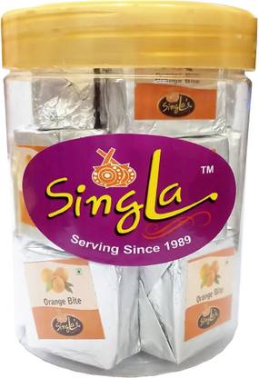 Singla Orange Bite Burfi Sweet 350g Plastic Bottle