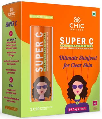 Chicnutrix Super C - Vitamin C Effervescent - 1000mg Amla, Zinc - Immunity & Skin Protection