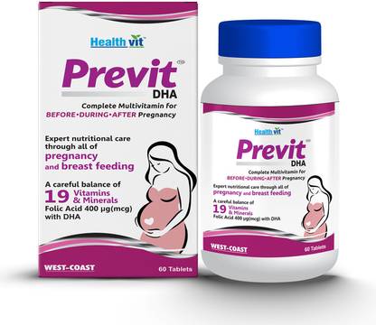 HealthVit Previt Prenatal Complete Multivitamin for Pre-Post Pregnancy – 60 Tablets