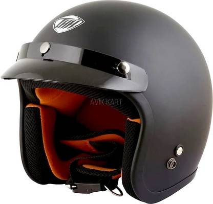THH HELMETS FH-356 Plain Open Face Helmet (Black, Matt) Motorbike Helmet