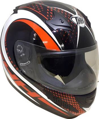 THH HELMETS T-76 King Cobra Full Face Single Shield Helmet (Black/Red, Glossy) Motorbike Helmet