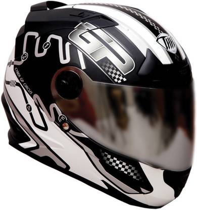 THH HELMETS TS-43 GP Full Face Double Shield Helmet (Black/Silver, Matt) Motorbike Helmet