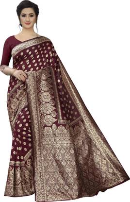 Woven Kanjivaram Polyester, Cotton Silk Saree