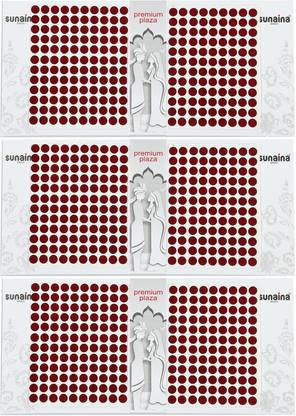 SUNAINA Premium Plaza Maroon Outline Size -3 Bindis for Women FOREHEAD Maroon Bindis