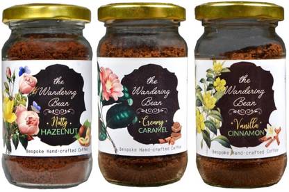 The Wandering Bean Instant Flavoured Coffee Creamy Caramel,Vanilla Cinnamon And Nutty Hazelnut Instant Coffee