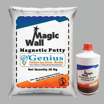 MagicWall Magnetic Putty / Plaster / Patti for wall : Wall Plaster that will attracts magnets to create interactive walls | Covers 75 Sq. Ft. with 3 Coats | Better than Paint / Primer Contact Cement